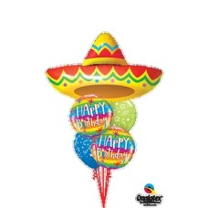 Fiesta Happy Birthday Sombrero Balloon Bouquet